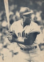 Willie Mays with a wood bat ready to hit