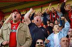 baseball fans yelling at ballgame