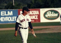 Dave Holt with fungo Elmira Red Sox Dunn Field 1992