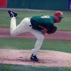 Steve Renko III pitching for the Salinas Peppers 1996