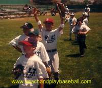 baseball players ready for drills and practice skills.