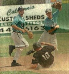 Turning the double play Salinas Packers Baseball club.