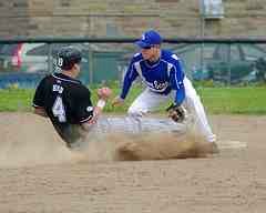 Sliding into second base trying to steal